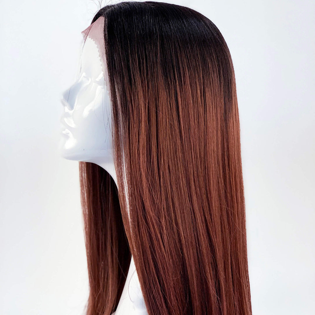 Perruque Mi-longue Synthétique Dark Brown Copper - Taille Moyenne, Neuf Avec étiquettes