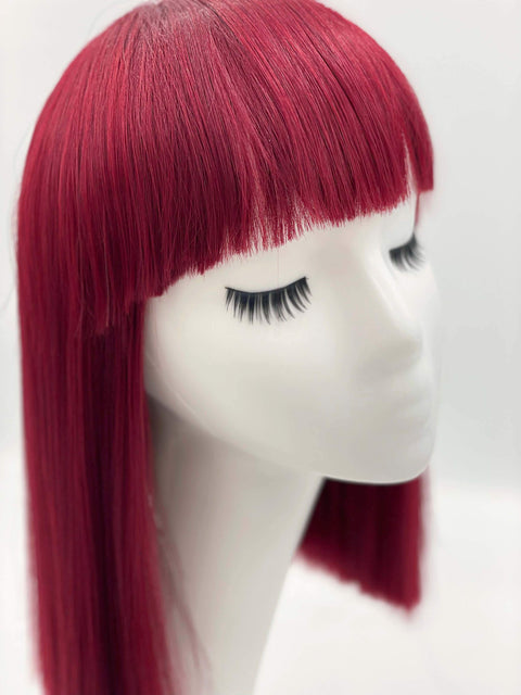 Tina - Burgundy Red Sleek Synthetic Hair Wig Bangs 